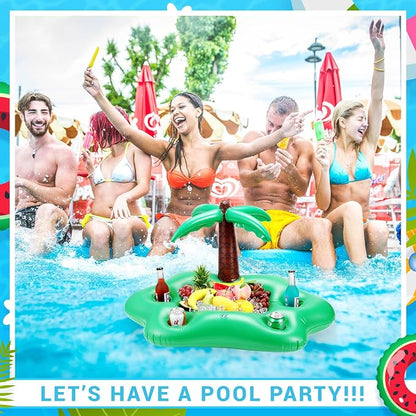 FillTouch Floating Drink Holder for Pool, Floating Cabana Bar, Hot Tub Drink Holder for Adults, Inflatable Pool Accessories(Coconut Tree)