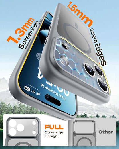 TOCOL for iPhone 17 Pro Max Case, Compatible with Magsafe Charger, Full Camera Protection, Translucent Matte for iPhone 17 Pro Max Phone Case 6.9 inch (Gray)
