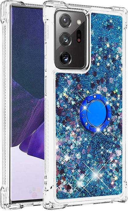 Liquid Case Silicone for Galaxy Note 20 Ultra with Ring Holder, Silicone Liquid Bumper Case Transparent Protective Cover Yellowing-Resistant Scratch Case Compatible with Samsung Galaxy Note 20 Ultra