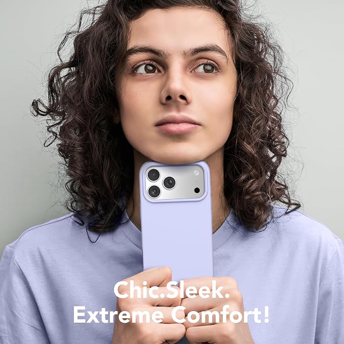 GONEZ Magnetic for iPhone 17 Pro Case, Compatible with MagSafe, [Screen Protector + Camera Lens Protector], Liquid Silicone Anti-Scratch Shockproof Protective Phone Case 6.3 inch, Lilac