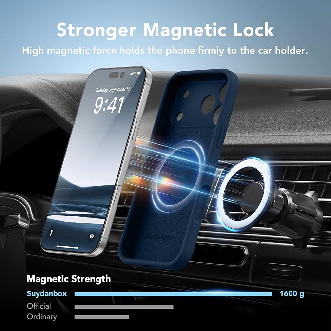 Magnetic for iPhone 17 Pro Max Case, Compatible with MagSafe, [Full Camera Protection][Screen Protector] Silicone Shockproof Protective Phone Case for iPhone 17 Pro Max 6.9", Cobalt Blue