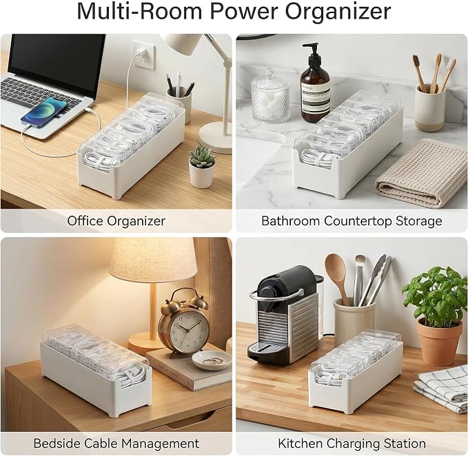 2 Pack Cable Organizer Box with 22 Mini Boxes, Clear Cord Storage Case