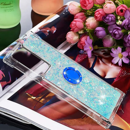 Bling Protection Case for Galaxy Note 20 Ultra, Glitter Liquid Case Silicone Bumper Case Transparent Shockproof Cover Yellowing-Resistant with Ring Holder Compatible with Samsung Galaxy Note 20 Ultra
