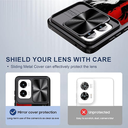 for Motorola Moto G Stylus 5G 2024 Case with Black White Wings, Metal Slide Camera Cover, Screen Protector, Anti-Peeping Privacy Safeguard, Camera Lens Protector Phone Case for Moto G Stylus 5G 2024