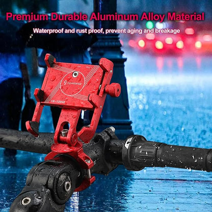 2 in 1 Aluminum Bicycle Phone Mount, Alloy Motorcycle Phone Holder, Fork/Road Mountain Bike MTB Stem Mounted or Handlebar Mounted, for iPhone Universal Smartphones 4-7inch (Black)
