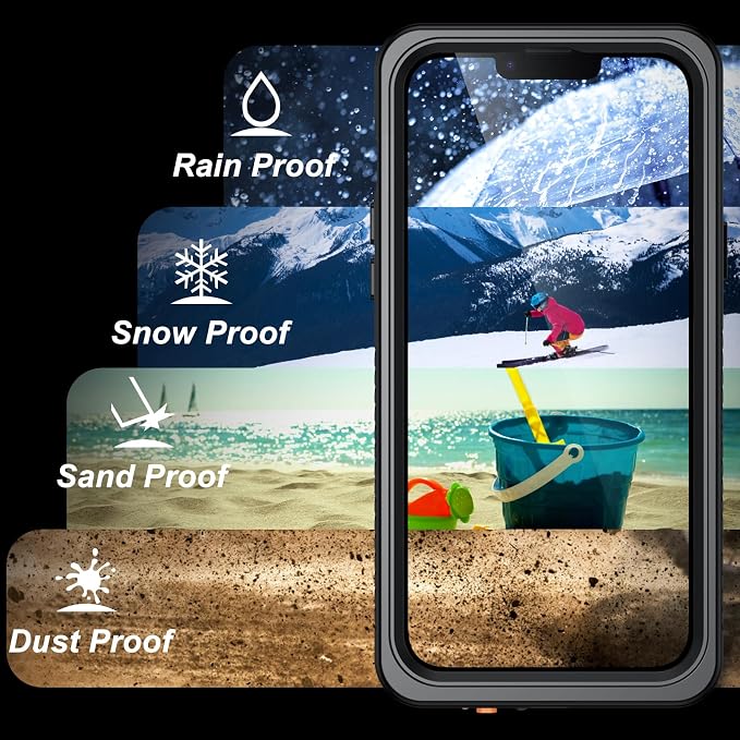 SPIDERCASE Magnetic for iPhone 13 Pro Max Case Waterproof,Built-in Screen & Camera Lens Protector[IP68 Underwater] [Military Grade Shockproof] Full Body Protection Phone Case,Black/Clear
