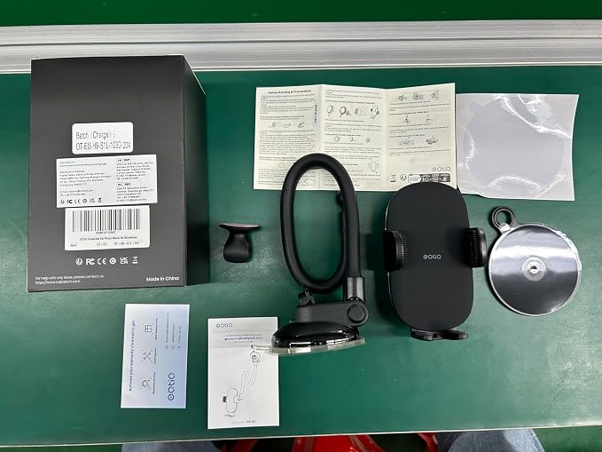OQTIQ 13" Gooseneck Car Phone Mount – Windshield & Dashboard Holder with Strong Suction Cup, Anti-Shake Stabilizer, One-Button Release – Compatible with iPhone 17/16/15/14 and All Smartphones