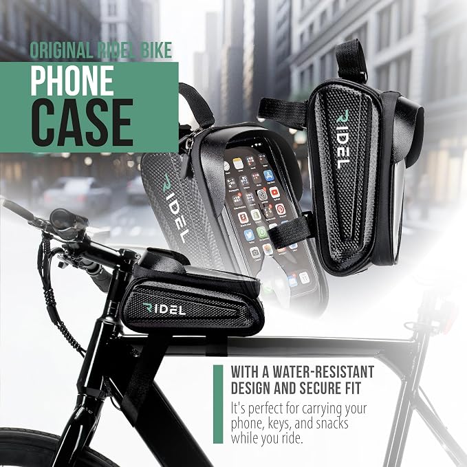 Ridel Bike Phone Holder Bag with Sensitive Touch - Upto 6.8" Waterproof Front Frame Phone Holder for Bike - Bike Bag with 3 Adjustable Straps & Headphone Hole