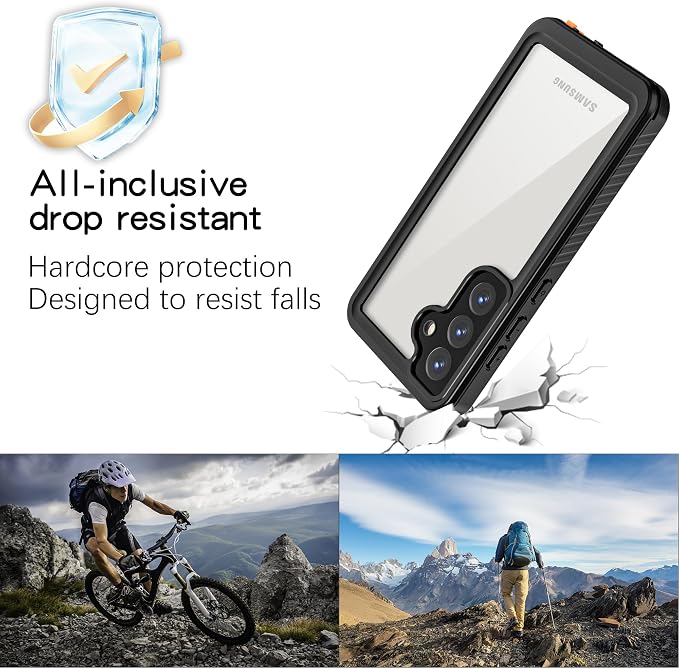 Omio Compatible with Samsung Galaxy S25 Plus Waterproof Case, Full Body IP68 Waterproof Dustproof Underwater Case Built-in Lens & Screen Protector Military Grade Shockproof Case for Men Women, Black