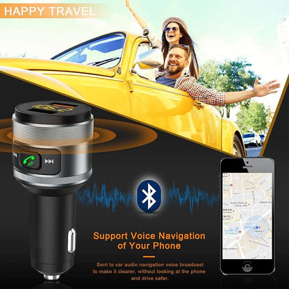Bluetooth 5.4 FM Transmitter for Car, MP3 Music Player Wireless Radio Adapter Kit with QC 3.0 Fast Charger, Hands-Free Calling, Supports USB Drive for 12V/24V Vehicles