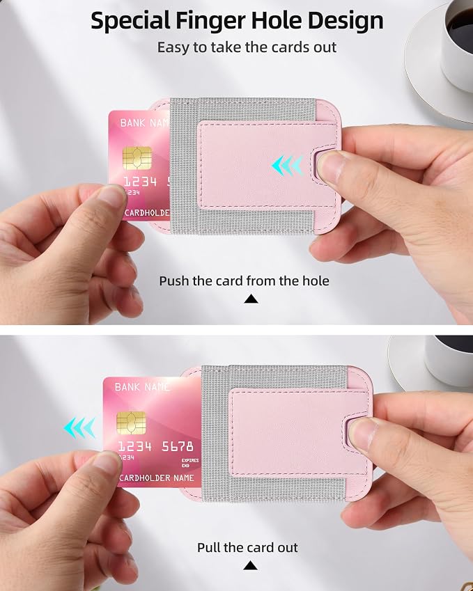 Upgraded for Magsafe Wallet, Strongest Magnetic Wallet for iPhone 17/16/15/14/13/12 Series, for iPhone Magsafe Walletwith 2 Card Slots, RFID Blocking, Slim, Vegan Leather, Fit 7 Cards, Baby Pink