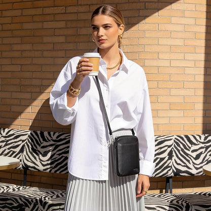 befen Genuine Leather Crossbody Cell Phone Purse for Women, Small Zip Around RFID Blocking Crossbody Wallet Bags