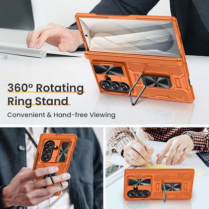 VEGO for Galaxy Z Fold 8 Ultra Case with Screen Protector & Stand, Orange | Built-in Slide Camera Cover[Hinge Protection]Protective Military Grade Shockproof Phone Case for Samsung Fold 8 Ultra 5G 2026