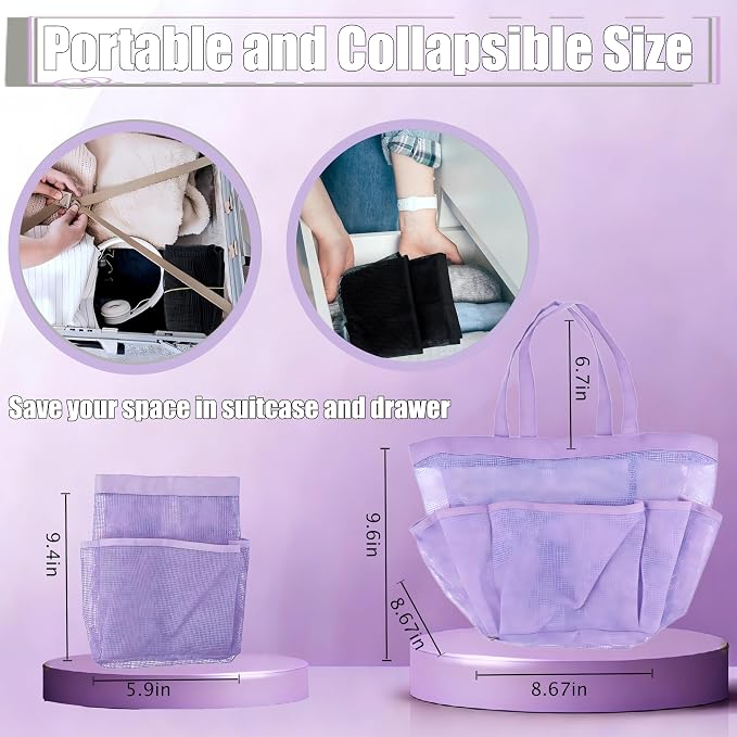 Attmu 2 Pack Mesh Shower Caddy Portable, Quick Dry Hanging Shower Tote Bag for College Dorm Room Essentials, Large Capacity Caddy Dorm for Bathroom Gym Swimming