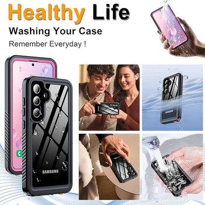 for Samsung Galaxy S25 Plus Case, IP68 Waterproof with Built-in Screen&Lens Protector [14FT Military Shockproof] Full Body Heavy Duty Protective Phone Case for S25 Plus 5G, Pink