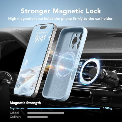 Magnetic for iPhone 16 Pro Max Case, Compatible with MagSafe, [Full Camera Protection][Screen Protector] Silicone Shockproof Protective Phone Case for iPhone 16 Pro Max 6.9", Light Blue