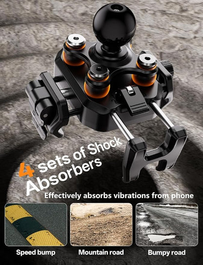 Kewig Motorcycle Phone Mount with Vibration Dampener [Anti-Theft] [Camera Friendly] Aluminum Alloy Rear-View Cellphone Holder for Motorcycle, Adjustable Size Fit 5.4-7.2" Smartphone