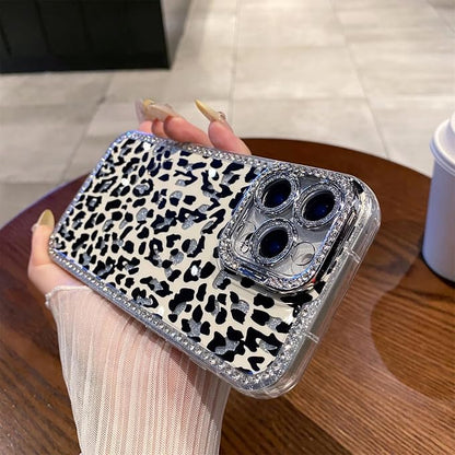 for iPhone 16 pro max Case Glitter Camera Lens Protector Phone Case for Women Girls Aesthetic Design TPU Shockproof Protective Case (Leopard)