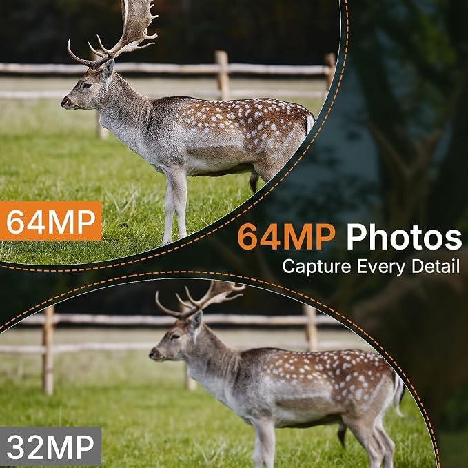 GardePro E6 WiFi Trail Camera (Non-Cellular), 64MP Photos, 1296P HD Video, App Control with Live View, 110° Wide-Angle, No-Glow Night Vision, Motion Activated