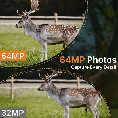 GardePro E6 WiFi Trail Camera (Non-Cellular), 64MP Photos, 1296P HD Video, App Control with Live View, 110° Wide-Angle, No-Glow Night Vision, Motion Activated
