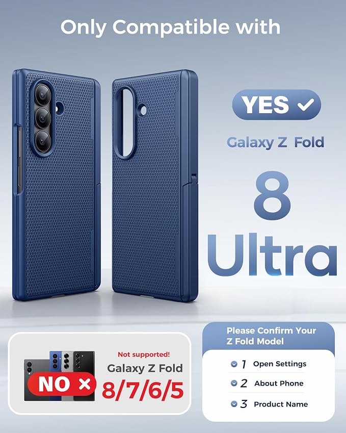 SSLOTSCASE Magnetic for Samsung Galaxy Z Fold 8 Ultra Case with Stand, Blue | Compatible with MagSafe, Kickstand, Hinge Protection, Screen Protector, Drop Proof Rugged Anti-Slip Slim Phone Cover 5G 2026