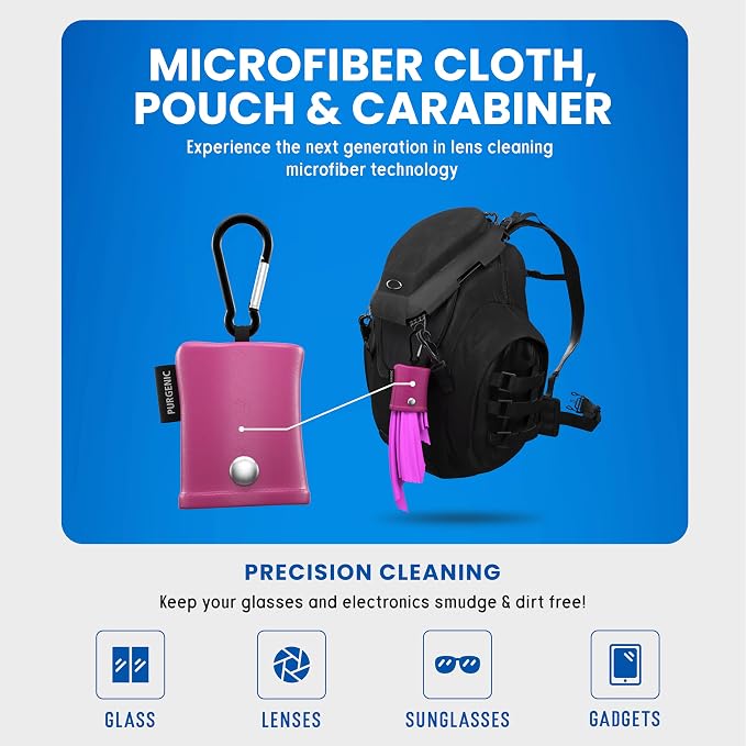 Microfiber Cloth & Glasses Wipes (1 Pack) Lens & Glasses Cleaning Cloth - Eyeglass Cleaner - Camera Lenses & Gadget Delicate Screens - Pink