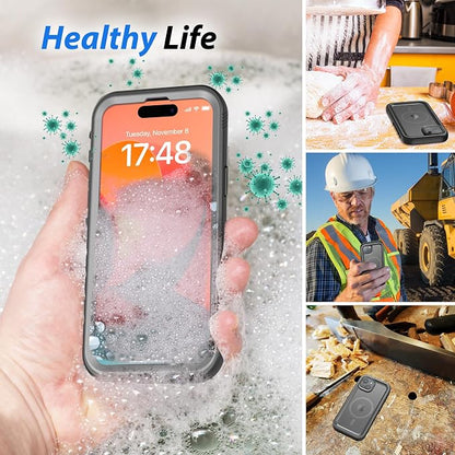 SPORTLINK for iPhone 15 Plus Case - IP68 Waterproof Military Protective Full Body Heavy Duty Shockproof 360 Sealed Dustproof with Camera Screen Protector Cover for i Phone 15 Plus 6.7" Mag/Black