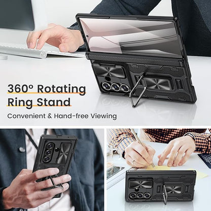 VEGO for Galaxy-Z-Fold-7-Case:Samsung Z Fold 7 Case with Lens Cover,Black | Built-in Screen Protector & 360° Kickstand Full-Body Drop Protection Rugged Case for Samsung Galaxy Fold7 5G 2025