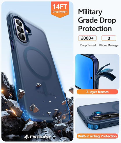 FNTCASE for Galaxy A27 5G Phone Case, Fit for Magsafe, Screen Protector | Translucent Matte, 14FT Military Grade Drop Protection, Slim Shockproof Protective, for Samsung A 27 4G Cover, Blue