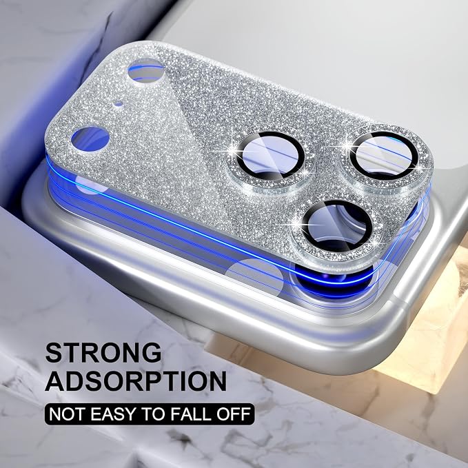 Choiche Compatible for iPhone 17 Pro Camera Lens Protector, Bling Camera Cover with 9H Tempered Glass Lens Screen Protector Metal Ring Decoration Accessories 6.3-inch (Glitter-Silver)