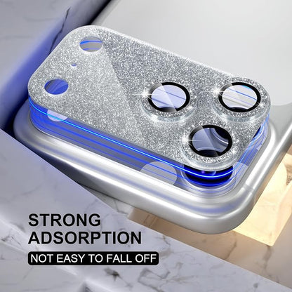 Choiche Compatible for iPhone 17 Pro Camera Lens Protector, Bling Camera Cover with 9H Tempered Glass Lens Screen Protector Metal Ring Decoration Accessories 6.3-inch (Glitter-Silver)
