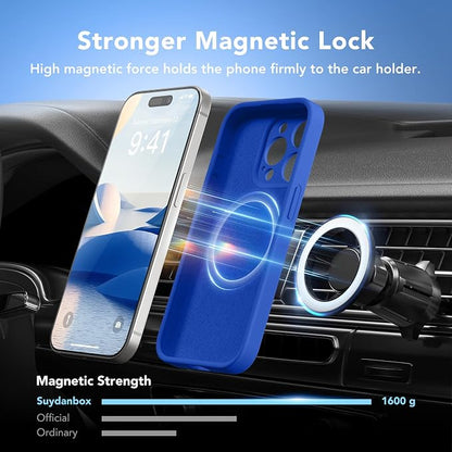 Magnetic for iPhone 15 Pro Case, Compatible with MagSafe, [Full Camera Protection][Screen Protector] Silicone Shockproof Protective Phone Case for iPhone 15 Pro 6.1", Klein Blue