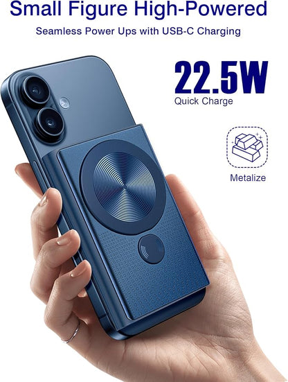Kesguar Magnetic Portable Charger, 10000mAh 22.5W PD Super Fast Charging Wireless Power Bank. Ultra-Strong Magnet, USB C in&Out Battery Pack for Magsafe, iPhone 17/16/15/13/12 Pro Series
