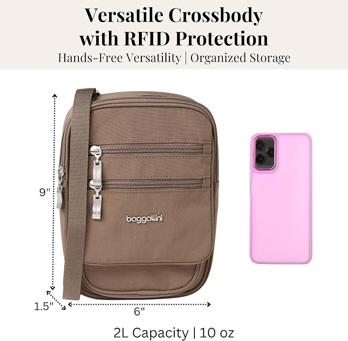 Baggallini Journey Crossbody Bags for Women 9x6 Small Lightweight Travel Handbag W/RFID