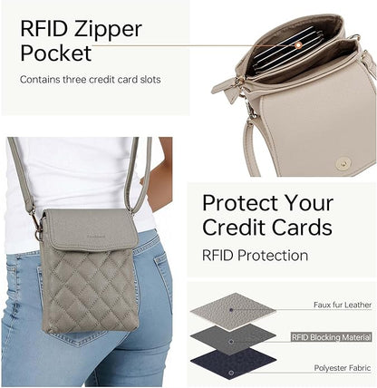 RFID Small Crossbody Purses for Women Quilted Cell Phone Purse with RFID Blocking Credit Card Slots