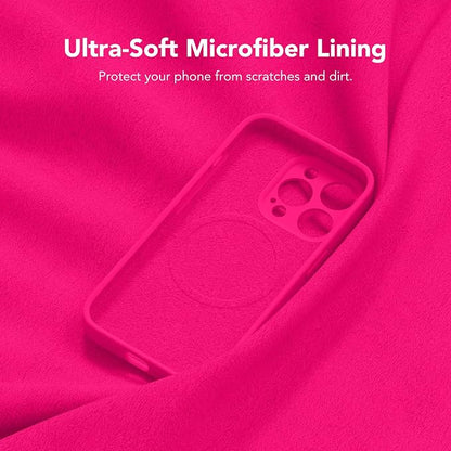 Magnetic for iPhone 13 Pro Max Case, Compatible with MagSafe, [Full Camera Protection][Screen Protector] Silicone Shockproof Protective Phone Case for iPhone 13 Pro Max 6.7", Hot Pink