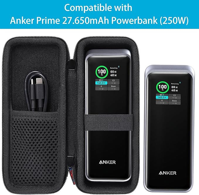 khanka for Anker Prime Power Bank 27650mAh 250W/Anker Zolo A1695 Power Bank 25K 165W Traveling Case,Case Only (Black).