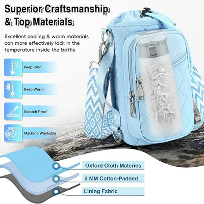 AGLOD Water Bottle Carrier Bag with Strap, Water Bottle Holder Crossbody Bags for Women Men for Walking, Hiking,Cycling