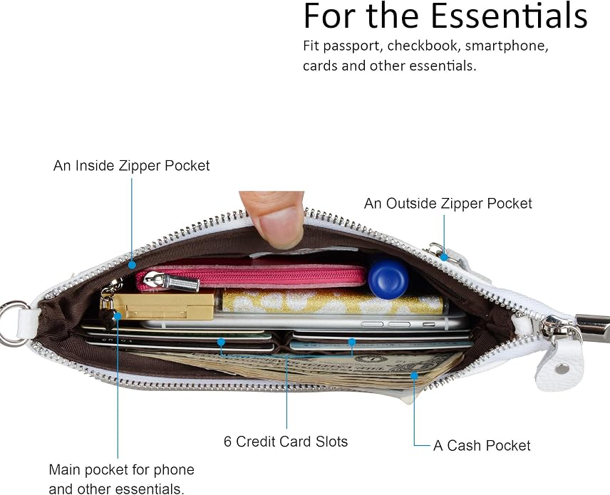befen Genuine Leather Wristlet Clutch Wallet Purses Small Crossbody Bags for Women with RFID Blocking Card Slots