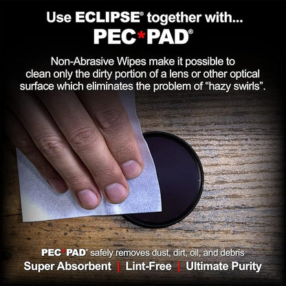 PEC-PAD Lint Free Wipes and Eclipse Optic Cleaning Solution - Non-Abrasive 4" x 4" Lens Wipes for Phone, Camera, Computer, and All Sensitive Glass - Cleaning Kit - (59ml) 2oz