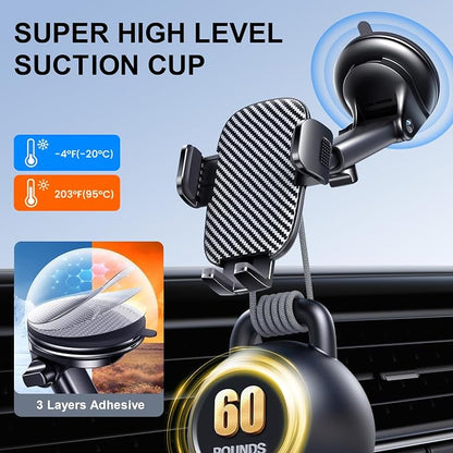 Phone Holder Car Mount for iPhone [Powerful Suction] Phone Mount for Car Dashboard Windshield Air Vent Universal Accessories [Thick Cases Friendly] Automobile Phone Holder Fit iPhone Smartphone
