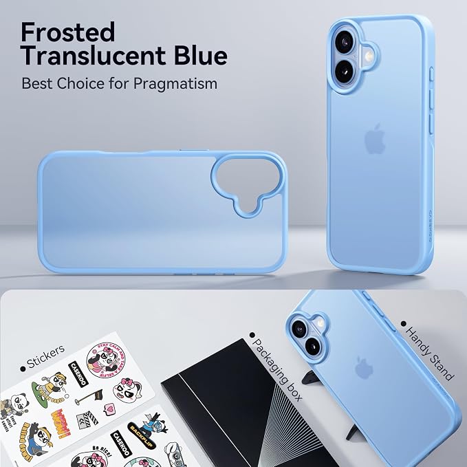 CASEKOO for iPhone 17 Case, [Never Yellow Technology] [Mil-Grade Drop Protection] Translucent Slim Cover Women Men for iPhone 17 Phone Case 6.3 inch, Frosted Light Blue