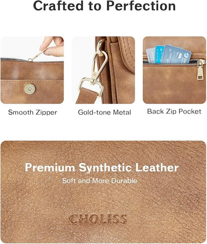 CHOLISS Small Crossbody Bags for Women, Vegan Leather Cell Phone Purse, Mini Travel Purse with Adjustable Strap Womens Gifts