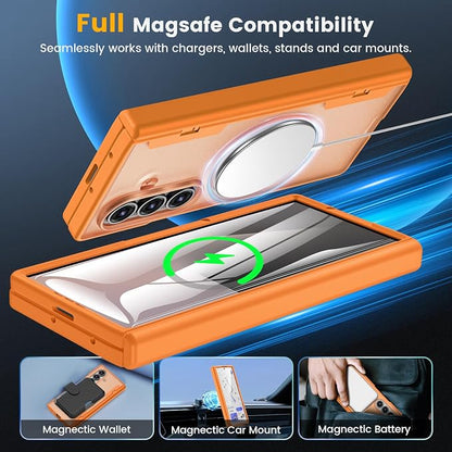 Caka Magnetic for Samsung Galaxy Z Fold 8 Ultra Case with Hinge Protection | Compatible with MagSafe, Built-in Outer Screen Protector, Hinge Guard, Translucent Matte Back, 360° Hybrid Drop Defense