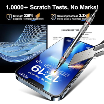 EZ-GLAZ- 4 Pack for iPhone 13 Pro Screen Protector [6.1"] With 2 Pack Camera Lens Protector, 9H+ Hardness 12FT Military Grade Shatterproof Scratch Resistant Durable Tempered Glass Film with Flawless Fit Kit, HD Clear