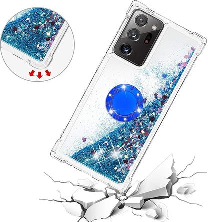 Liquid Case Silicone for Galaxy Note 20 Ultra with Ring Holder, Silicone Liquid Bumper Case Transparent Protective Cover Yellowing-Resistant Scratch Case Compatible with Samsung Galaxy Note 20 Ultra