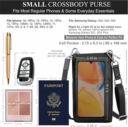 BULL GUARD Crossbody Leather Wallet Phone Purse, Anti Theft and RFID Blocking, Elegant Design for Travel