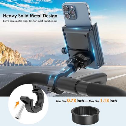 Bike Phone Mount for Airtag, Hidden Bicycle Phone Mount Compatible with Apple Airtags, Anti-Theft Air tag GPS Tracker Motorcycle Handlebar Cell Phone Clamp, Scooter Phone Clip with Bluetooth Tracker