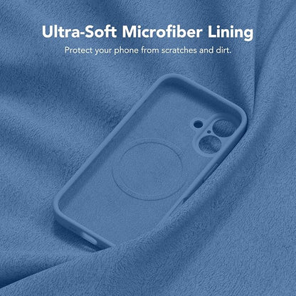 Magnetic for iPhone 16 Plus Case, Compatible with MagSafe, [Full Camera Protection][Screen Protector] Silicone Shockproof Protective Phone Case for iPhone 16 Plus 6.7", Lake Blue