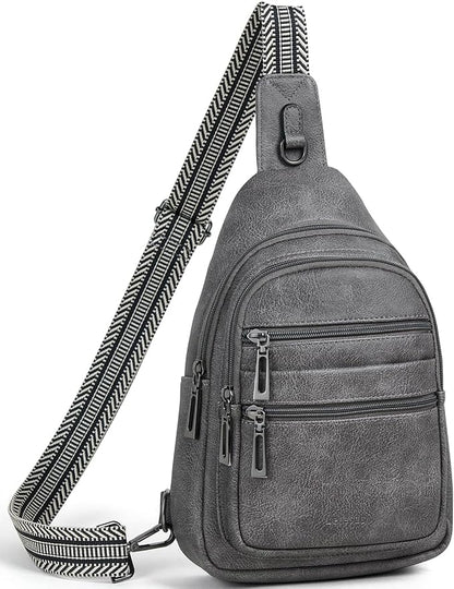 Leresas Sling Bag for Women Crossbody Bags Sling Purse Cross Body Backpack Vegan Leather Over Shoulder Bag Travel Handbag Gifts Dark Grey